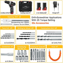 Cargar imagen en el visor de la galería, Juego de taladro inalámbrico con 2 baterías, 12.8V 28Nm potente destornillador eléctrico NDP-54