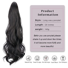 Cargar imagen en el visor de la galería, Extensión de cola de caballo de 20 pulgadas con clip en ondulado, color negro, NDP42