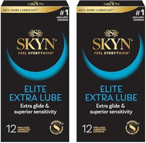 SKYN Elite Extra Lube – Preservativos ultrafinos y lubricados sin látex – Lubricación ultra sedosa para máxima comodidad A24