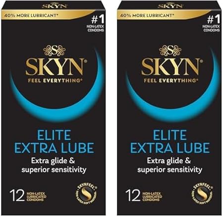 SKYN Elite Extra Lube – Preservativos ultrafinos y lubricados sin látex – Lubricación ultra sedosa para máxima comodidad A24