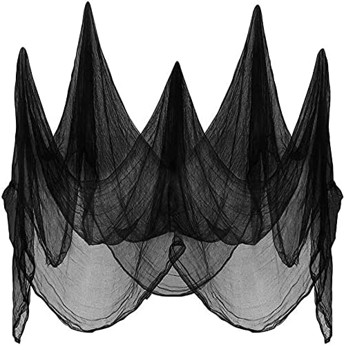 LessMo 200x80Inch (5x2m) Halloween Black Creepy Cloth para decoraciones de fiestas al aire libre, gasa de tela espeluznante y aterradora