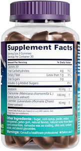 AXIV VroZzz - Gomitas de melatonina para dormir, 10 mg de melatonina, te ayudan a dormir de forma natural, ayuda para dormir, apoyo ocasional para dormir, manzanilla, lavanda y raíz de valeriana, 60 ln26