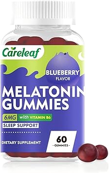 Gomitas de melatonina para ayudar a dormir a hombres y mujeres con 6 mg de melatonina y vitamina B6, sabor a arándano, 60 unidades a23