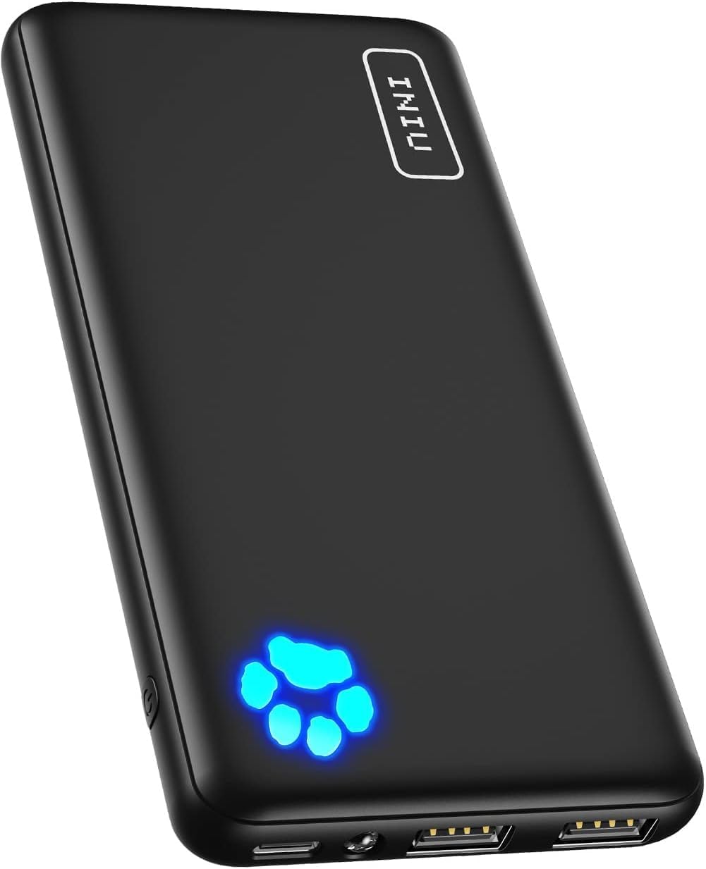 Cargador portátil, banco de energía de 10,000 mAh, 2 puertos USB de alta velocidad con linterna, ultra compacto, delgado,