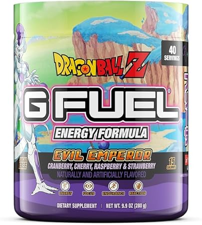 G Fuel Dragon Ball Z Energy Powder, suplemento de cafeína limpia sin azúcar, mezcla de agua, sabor a bayas, aminoácidos para concentrarse, mezcla de vitaminas y antioxidantes, 9,9 oz (40 porciones) ln25