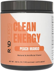 Clean Energy - Polvo pre-entrenamiento para hombres y mujeres con aminoácidos BCAA, bebida energética en polvo, polvo energético de aminoácidos para energía y concentración - 40 porciones (12,7 oz, melocotón y mango) ln25