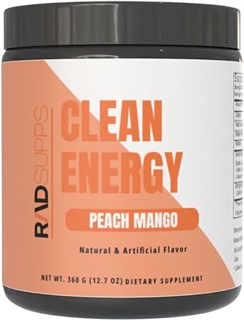 Clean Energy - Polvo pre-entrenamiento para hombres y mujeres con aminoácidos BCAA, bebida energética en polvo, polvo energético de aminoácidos para energía y concentración - 40 porciones (12,7 oz, melocotón y mango) ln25