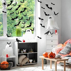 LUDILO 100 pcs Murciélagos Decoraciones de Halloween: Decoración de Pared de Murciélagos de Halloween