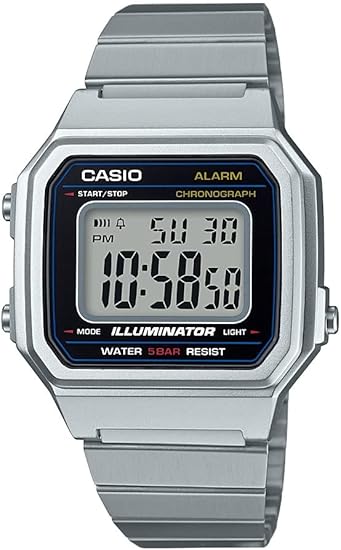 Casio B650WD-1ACF Reloj clásico de cuarzo plateado con pantalla digital para hombre, ln24  Plata/Negro, B650WD-1ACF