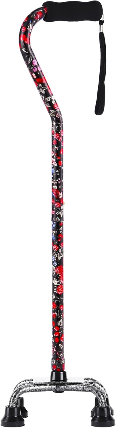 YOKABOZE Bastón para caminar para mujeres y hombres, bastón cuádruple plegable con base de 4 puntas para mayor estabilidad y equilibrio, bastón de aluminio ajustable... ln25