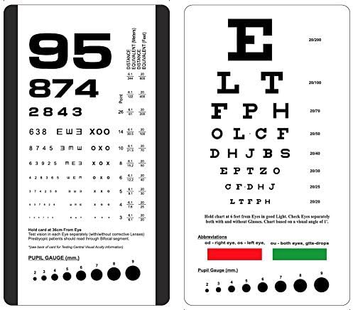Rosenbaum/Snellen Pocket Eye Chart, juego de dos gráficos en una bolsa a22