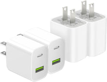 Cargar imagen en el visor de la galería, Paquete de cargadores USB C, cargador de pared tipo C de doble puerto de carga rápida
