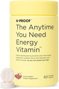 La vitamina que le dará energía cuando lo necesite, . 60 comprimidos masticables (30 porciones), veganos, frutos del bosque ln25