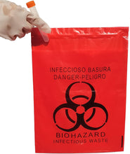 Cargar imagen en el visor de la galería, 50 piezas bolsas autoadheribles para residuos rojos infectosos
