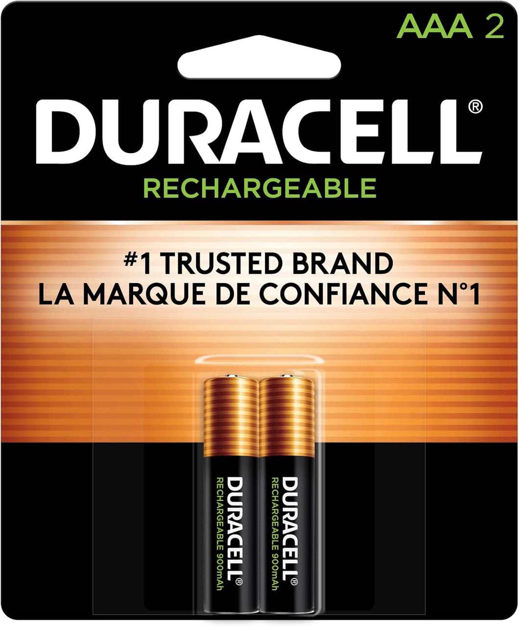 Duracell Baterías AAA recargables, paquete de 2 unidades, batería triple A para una potencia duradera