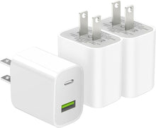 Cargar imagen en el visor de la galería, Paquete de cargadores USB C, cargador de pared tipo C de doble puerto de carga rápida
