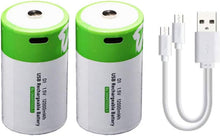 Cargar imagen en el visor de la galería, Batería recargable de iones de litio USB D, batería D recargable de alta capacidad de 1.5 V 12000 mWh
