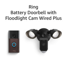 Cargar imagen en el visor de la galería, Timbre con cámara inalámbrico Ring con Ring Floodlight Cam Wired Plus (Negro) Ln23
