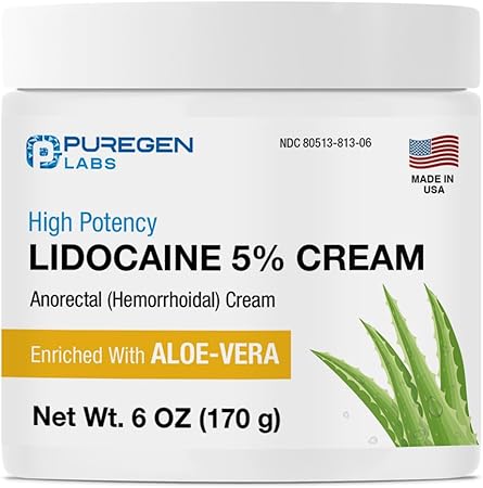 Puregen Labs - Crema adormecedora de lidocaína al 5 % de máxima resistencia, Q1