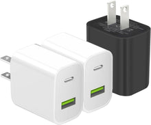 Cargar imagen en el visor de la galería, Paquete de cargadores USB C, cargador de pared tipo C de doble puerto de carga rápida
