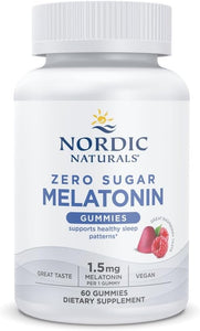 Nordic Naturals Gomitas de melatonina sin azúcar, frambuesa, 60 gomitas de 1.5 mg de melatonina, gran sabor, sueño reparador, soporte antioxidante, sin OMG, veganas, 60 porciones ln26