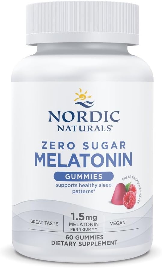 Nordic Naturals Gomitas de melatonina sin azúcar, frambuesa, 60 gomitas de 1.5 mg de melatonina, gran sabor, sueño reparador, soporte antioxidante, sin OMG, veganas, 60 porciones ln26