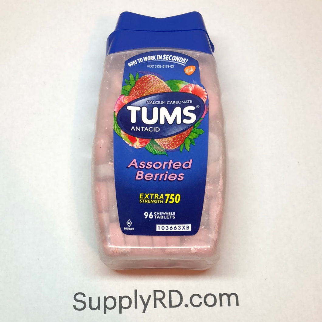 TUMS Pastillas antiácidas ultra fuertes alivio de acidez estomacal masticable, 96 unidades