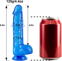 Cargar imagen en el visor de la galería, Consolador pequeño realista azul de 6.4 pulgadas, lindo consolador delgado para estimulación anal y punto G  A24
