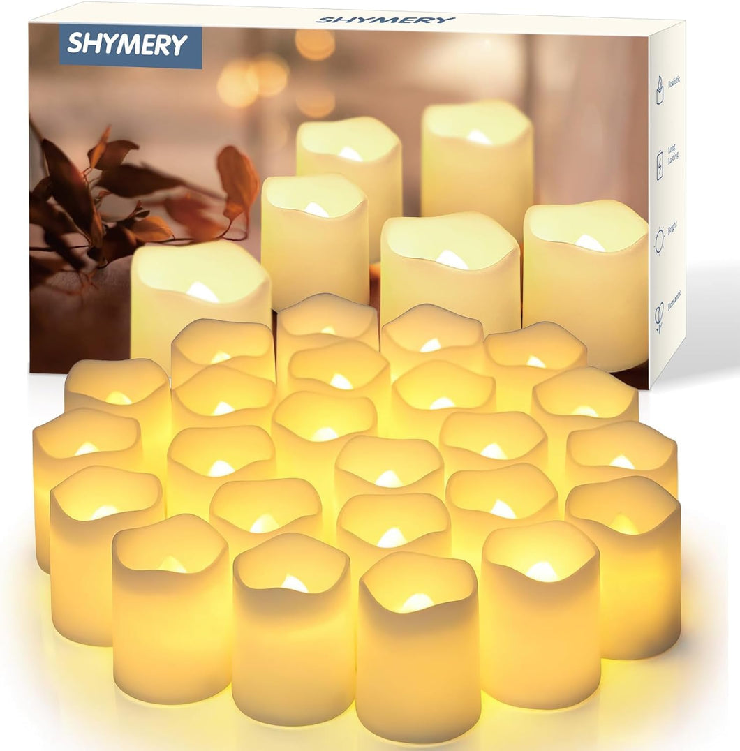 Velas votivas sin llama SHYMERY, vela eléctrica falsa parpadeante sin llama