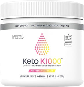 Polvo electrolítico Keto K1000 de Hi-Lyte | Mezcla de bebida con sabor a frambuesa y limón | Suplemento hidratante | Aumenta la energía y combate los calambres en las piernas | Sin azúcar ni maltodextrina | 50 porciones ln25