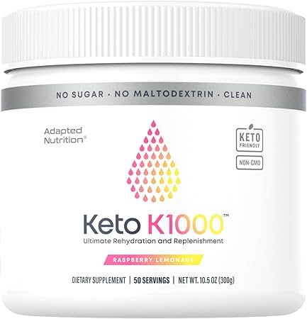 Polvo electrolítico Keto K1000 de Hi-Lyte | Mezcla de bebida con sabor a frambuesa y limón | Suplemento hidratante | Aumenta la energía y combate los calambres en las piernas | Sin azúcar ni maltodextrina | 50 porciones ln25