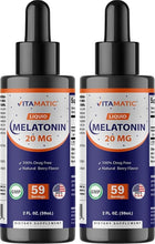 Cargar imagen en el visor de la galería, Vitamatic 2 paquetes de gotas líquidas de melatonina de 20 mg – 2 onzas líquidas (2.0 fl oz) – Sabor natural a bayas – para adultos – Sin OMG – Suplemento vegetariano ln26
