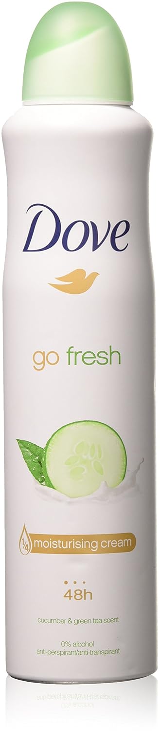 Dove Go Fresh - Spray corporal antitranspirante 8.5 fl oz de pepino y té verde,  Q1