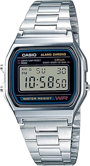 Casio A158WA Series | Unisex Digital Watch | Vintage | WR | 100 SEC Stop Watch | Daily Alarm | Regular Time Keeping: Hour, ln24 Minute, Second, PM, Date, Day | Led Light | 7 Yr Battery