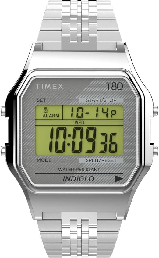 Timex T80 34mm ln24 Watch with Stainless Steel Bracelet
