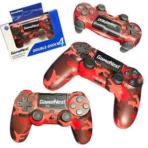 GameNext Upgraded Wireless Controller Compatible for PS4 Gamepad Compatible with PS4/Pro/Slim/Windows PC, Joystick for PS-4 with Touchpad/Stereo Headphone (Camouflage Red) A19