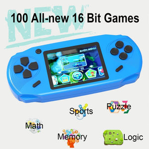 Juegos de consola de mano de 16 bits para niños y adultos, pantalla grande de 3 pulgadas, precargada con 100 juegos clásicos en alta definición, recargable por USB, idea de regalo (azul) A19