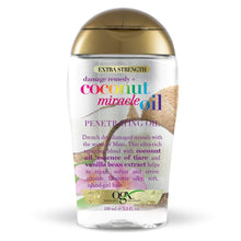 Cargar imagen en el visor de la galería, OGX Remedio Extra Fuerte Contra Daños + Aceite Milagroso de Coco Tratamiento de Aceite Penetrante para el Cabello
