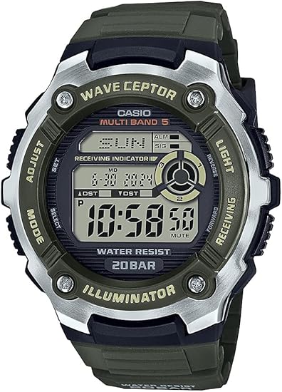 Casio Wave Ceptor Illuminator Multi Band ln24 5 Reloj Hombre WV-200R-3A, Verde, Moderno