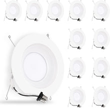 Cargar imagen en el visor de la galería, Energetic - Iluminación LED empotrable de 5/6 pulgadas, 1000 lm, luz descendente de luz diurna de 5000 K, 12 W = 150 W, luz LED regulable, instalación de reacondicionamiento simple, clasificación IC y A19
