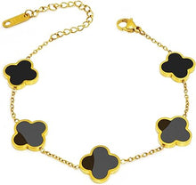 Cargar imagen en el visor de la galería, Pulseras de trébol de cuatro hojas doradas en 18 quilates para mujer
