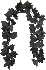 1 Pack Guirnalda de hojas de arce de Halloween negra 5.7FT Enredaderas de hojas de otoño artificiales para colgar guirnaldas de otoño Decoración de Acción de Gracias para el hogar interior y exterior