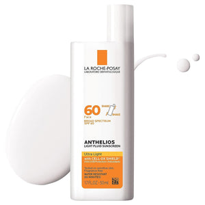 La Roche-Posay Anthelios Light Fluid Face Protector solar de amplio espectro SPF 60, protector a22 solar para piel sensible, libre de oxibenzona, sin aceite, no comedogénico