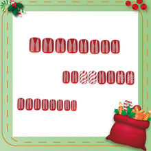 Cargar imagen en el visor de la galería, Vopintpy Uñas postizas a presión de Navidad de invierno, diseño de copos de nieve blancos, cortas, cuadradas, rojas, a22 de color sólido, brillantes, para... Nombre del patrón:Diseño de Navidad 1055
