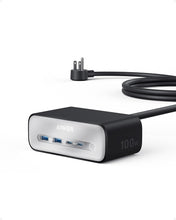 Cargar imagen en el visor de la galería, Anker Estación de carga nano (100 W máximo), tira de alimentación USB C 7 en 1 para iPhone 16/15/14 y MacBook Air/Pro, a19 cable delgado de 5 pies, 3AC, 2USB A, 2USB C, accesorio de escritorio de entrega
