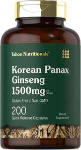 Tahoe Nutritionals Cápsulas de extracto de ginseng coreano de 1500 mg | 200 cápsulas A24
