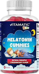 Gomitas de melatonina para niños sin azúcar de Vitamatic de 1 mg, 90 gomitas con sabor a piña y maracuyá, suministro para 90 días a23