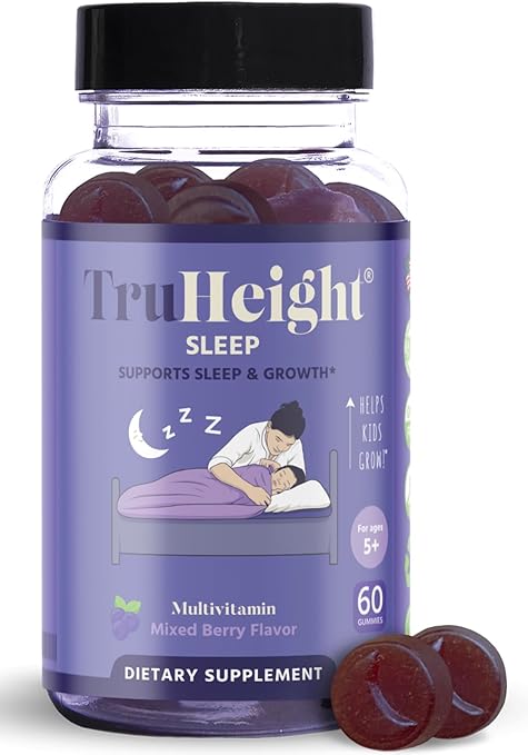 TruHeight Gomitas para dormir, ayuda natural para dormir para niños y adolescentes, para el crecimiento y el desarrollo, respaldadas por pediatras, gomitas de melatonina para niños, melatonina, ln26