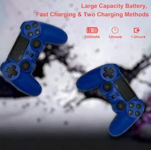 GameNext Blue Wireless Controller for P-S4, Blue 1000mAh Battery and 3.5mm Audio Jack, V2 Gamepad Joystick Compatible with PS4/Slim/Pro and Windows PC! A19