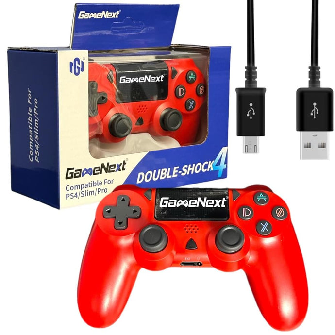 GameNext Red Controller, Wireless P4 Remote Controller Compatible with PS4/Slim/Pro with Dual Vibration/6-Axis Motion Sensor/Audio Replacement for PS-4 Controller A19